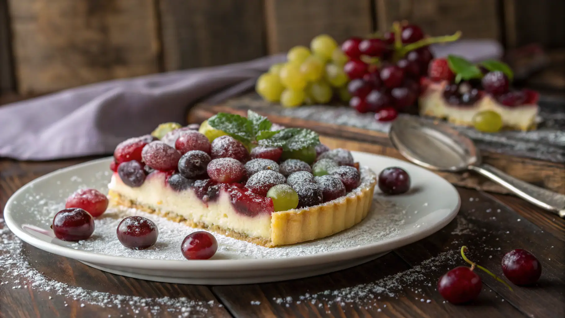 Delicious grape desserts served on a plate.