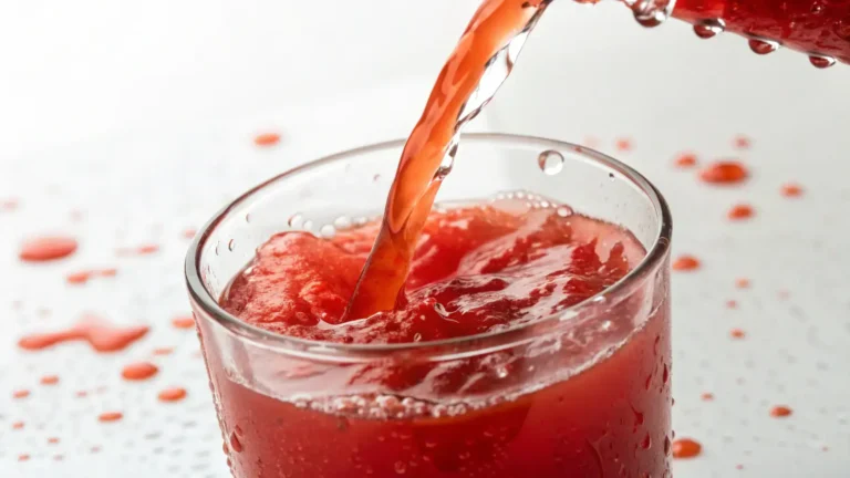 Pouring blood orange juice