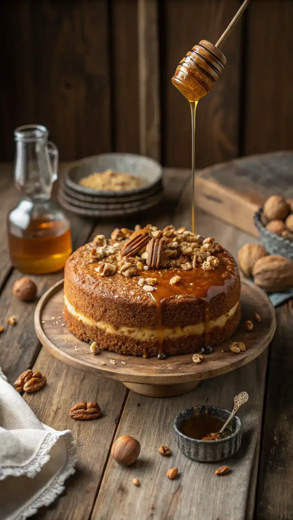 Polish Honey Cake on a wooden table